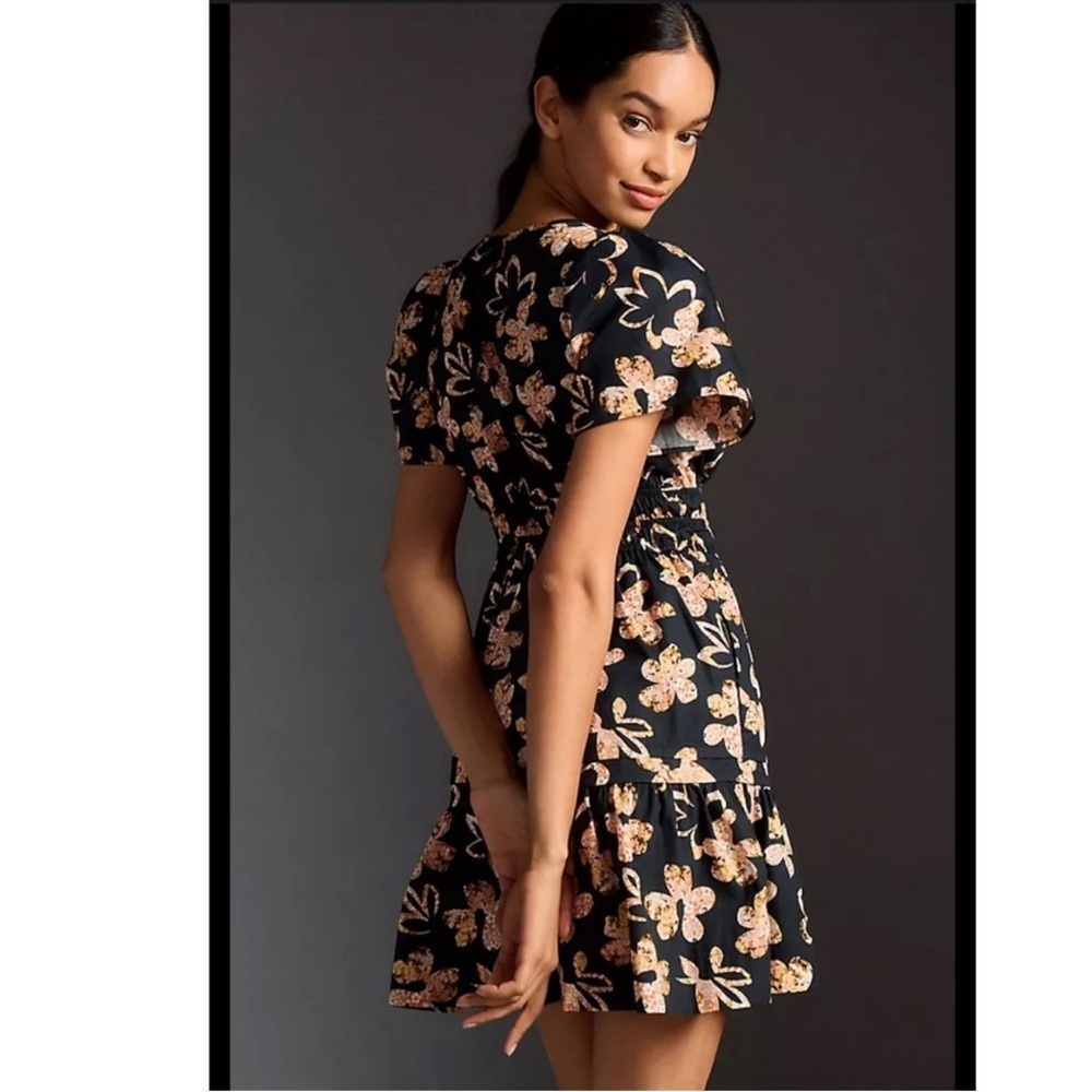 Anthropology Somerset Floral Mini Dress with Pink and Orange Accents size XS - Picture 3 of 15